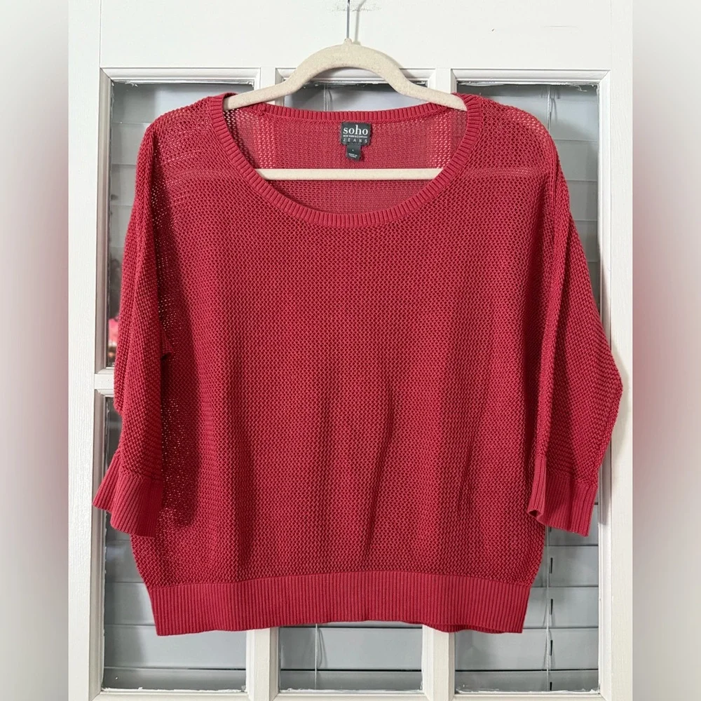 Soho New York & Company Women’s L Salmon Pink Open Knit Sweater | SKU 0680
